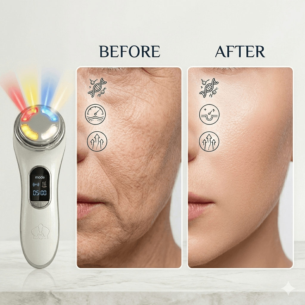 myoglow device overview showing arm tightening results